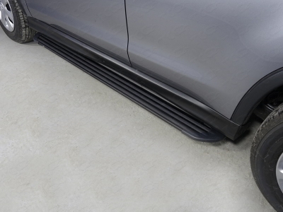 Пороги алюминиевые Slim Line Black ТСС для Mitsubishi ASX 2017-2021