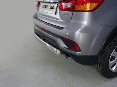 Защита заднего бампера овальная 75х42 мм ТСС для Mitsubishi ASX 2017-2019