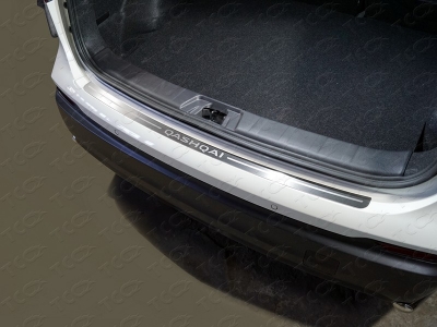 Накладка на задний бампер шлифованный лист надпись Qashqai ТСС для Nissan Qashqai 2019-2021