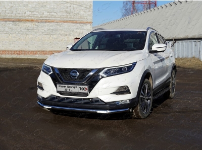Защита переднего бампера с ДХО 60 мм ТСС для Nissan Qashqai 2019-2021