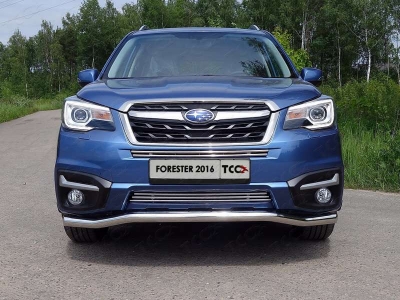 Защита переднего бампера 60 мм ТСС для Subaru Forester 2016-2018