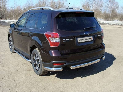 Защита задняя овальные короткие уголки 75х42 мм ТСС для Subaru Forester 2016-2018