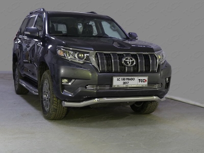 Защита переднего бампера волна 76 мм ТСС для Toyota Land Cruiser Prado 150 2017-2020