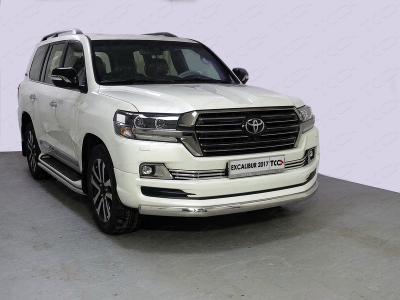 Защита решетки радиатора 16 мм ТСС для Toyota Land Cruiser 200 Excalibur 2017-2021