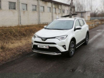 Защита передняя овальная 75х42 мм ТСС для Toyota RAV4 2015-2019