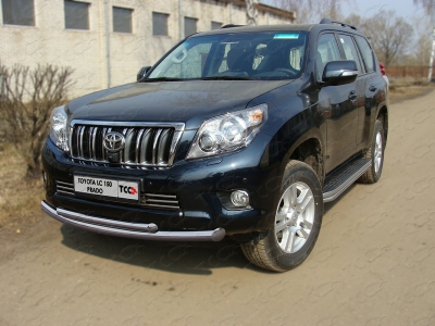 Защита передняя двойная 76-50 мм ТСС для Toyota Land Cruiser 150 2009-2013