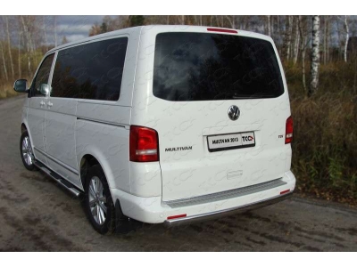 Пороги труба овальная с накладками 75х42 мм ТСС для Volkswagen Multivan/Caravelle 2009-2015