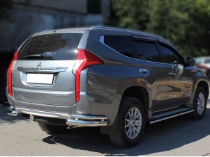Защита заднего бампера "уголки" двойные d-76+43 для Mitsubishi Pajero Sport 2021 – н.в. MPS21_3