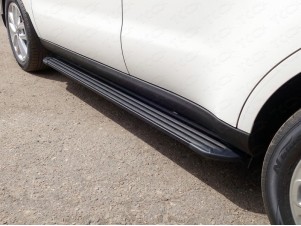 Пороги алюминиевые Slim Line Black для Kia Soul № KIASOUL17-27B