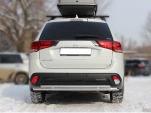 Защита заднего бампера радиусная двойная d-60+43 для Mitsubishi Outlander 2018-2021 MOU18_3.1