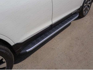 Пороги алюминиевые ТСС с накладкой серые для Subaru Outback № SUBOUT15-11GR