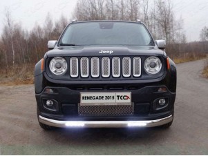 Защита передняя овальная с ДХО 75х42 мм для Jeep Renegade № JEEPREN4WD15-04