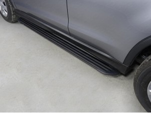 Пороги алюминиевые Slim Line Black для Mitsubishi ASX № MITSASX17-12B