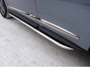 Пороги овал с площадкой нержавеющий лист 75х42 мм для Infiniti QX60 № INFQX6016-23