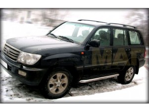 Пороги с площадкой алюминиевый лист 76 мм для Toyota Land Cruiser 100 № LC 6