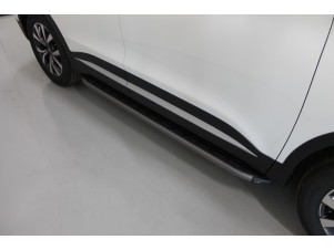 Пороги алюминиевые с пластиковой накладкой карбон серые для Chery Tiggo 7 Pro № CHERTIG7P20-31GR