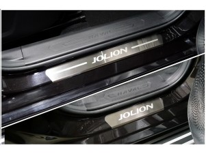 Накладки на пороги (лист шлифованный надпись Jolion) 4шт для Haval Jolion 1.5 2021 – н.в. HAVJOL21-11