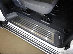 Накладки на пороги на пластик шлифованный лист 3 штуки для Volkswagen Caravelle T6 № VWCARAV17-06