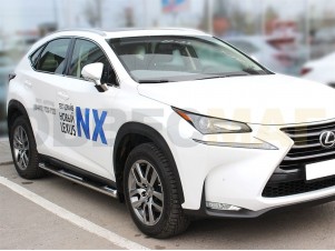 Пороги труба с накладками 76 мм для Lexus NX200/300h № LNX_2.1