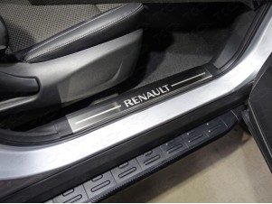 Накладки на пороги на пластик шлифованный лист надпись Renault 2 штуки для Renault Koleos № RENKOL17-10