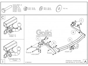 ТСУ Фаркоп оцинкованный Galia шар C съемный для Hyundai H-1 Starex № H077C