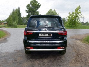 Защита заднего бампера овальная 75х42 мм для Infiniti QX80 № INFQX8018-13