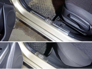 Накладки на пластиковые пороги лист шлифованный надпись Kia для Kia Rio № KIARIO15-12