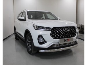 Защита передняя овальная 75х42 мм для Chery Tiggo 7 Pro № CHERTIG7P20-19