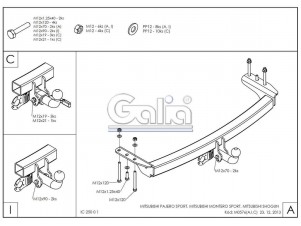ТСУ Фаркоп оцинкованный Galia шар A для Mitsubishi Pajero Sport № M057A