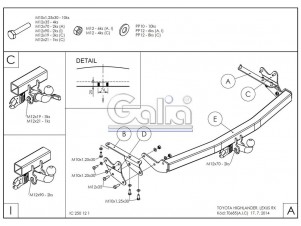 ТСУ Фаркоп оцинкованный Galia шар A для Toyota Highlander № T068A