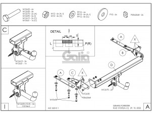 ТСУ Фаркоп оцинкованный Galia шар C съемный для Subaru Forester № S103C