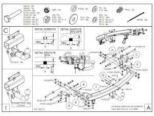ТСУ Фаркоп оцинкованный Galia шар A для Hyundai Santa Fe/Kia Sorento № H091A