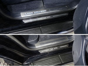 Накладки на пороги шлифованный лист надпись LC 200 4 штуки для Toyota Land Cruiser 200 Executive № TOYLC200EX16-31