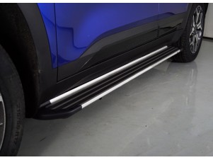 Пороги алюминиевые Slim line Silver для Kia Seltos № KIASELT20-21S