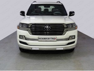 Защита передняя овальная с ДХО 75х42 мм для Toyota Land Cruiser 200 Excalibur № TOYLC200EXCAL17-02