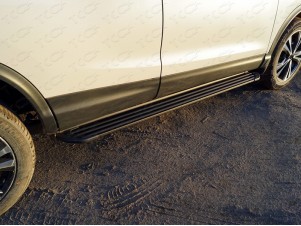 Пороги алюминиевые Slim Line Black для Nissan Qashqai № NISQASH19-29B