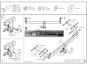 Фаркоп оцинкованный для Lada Xray 2015-2022, Lada Xray Cross 2018-2022 быстросъемное крепление шара №L029C