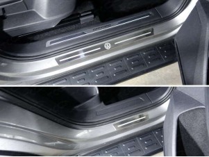 Накладки на пороги внешние шлифованный лист логотип VW 4 шт для Volkswagen Tiguan № VWTIG17-35