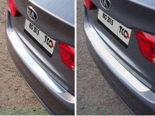 Накладка на задний бампер шлифованный лист для Kia Rio № KIARIO15-08