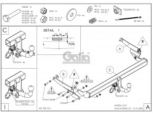 ТСУ Фаркоп оцинкованный Galia шар C съемный для Mazda CX-5 № M129C