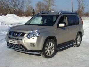 Защита передняя двойная 60-42 мм для Nissan X-Trail № NISXTR11-01