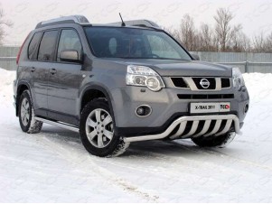 Защита передняя двойная 60-75 мм для Nissan X-Trail № NISXTR11-09