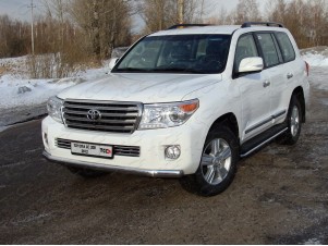 Защита передняя овальная длинная 75х42 мм для Toyota Land Cruiser 200 № TOYLC20012-08