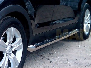 Пороги труба с накладками 76 мм для Nissan Pathfinder № NP 2