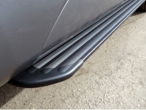 Пороги алюминиевые Slim Line Black для Geely Emgrand X7 № GEELEMGX715-21B