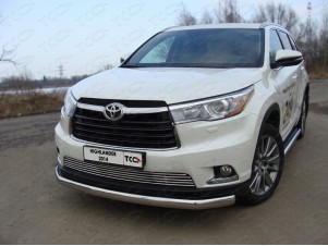 Защита передняя овальная 75х42 мм для Toyota Highlander № TOYHIGHL14-02