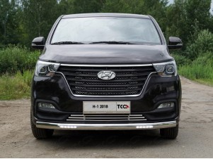 Защита передняя овальная с ДХО 75х42 мм для Hyundai H-1 Starex № HYUNH118-18