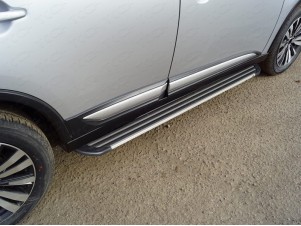 Пороги алюминиевые Slim Line Silver для Mitsubishi Outlander № MITOUT18-31S