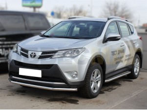 Пороги с площадкой алюминиевый лист 60 мм для Toyota RAV-4 № TRN13_2.2