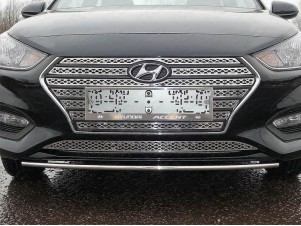 Защита переднего бампера 25 мм для Hyundai Accent № HYUNACC17-20